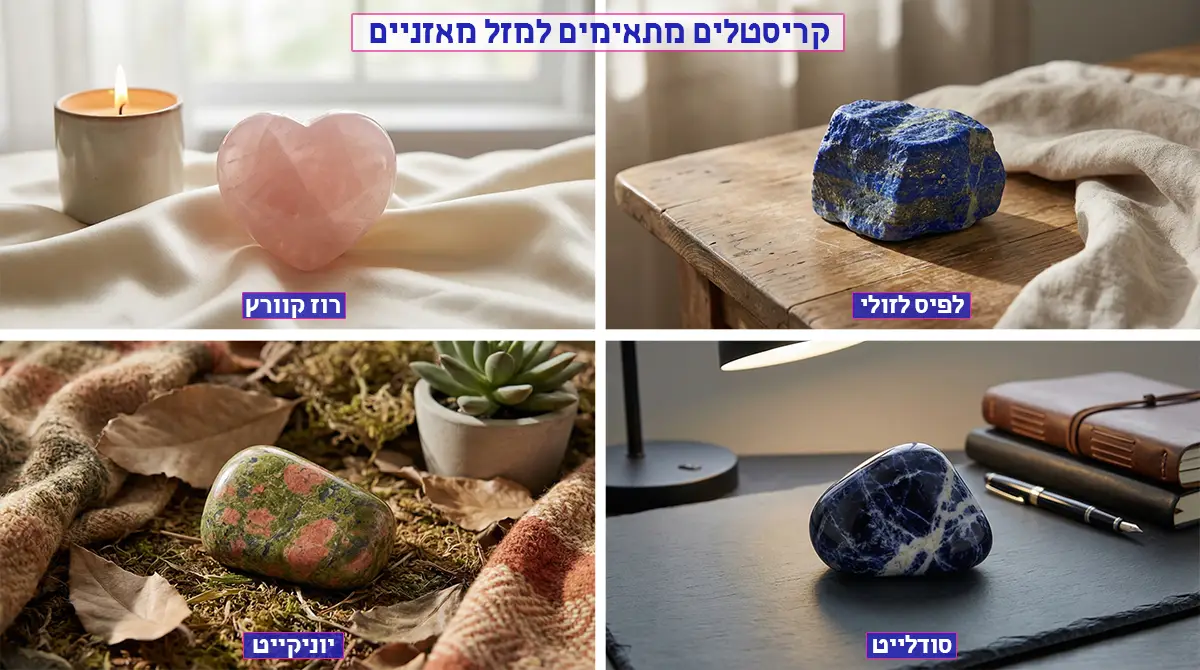 מזל מאזניים – קריסטלים מומלצים: לפיס לזולי, רוז קוורץ, סודלייט, יוניקייט
