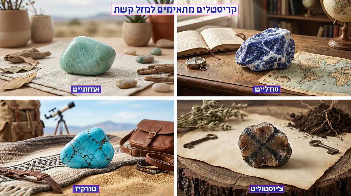 מזל קשת – קריסטלים מומלצים: אמזונייט, סודלייט, טורקיז, צ'יוסטוליט